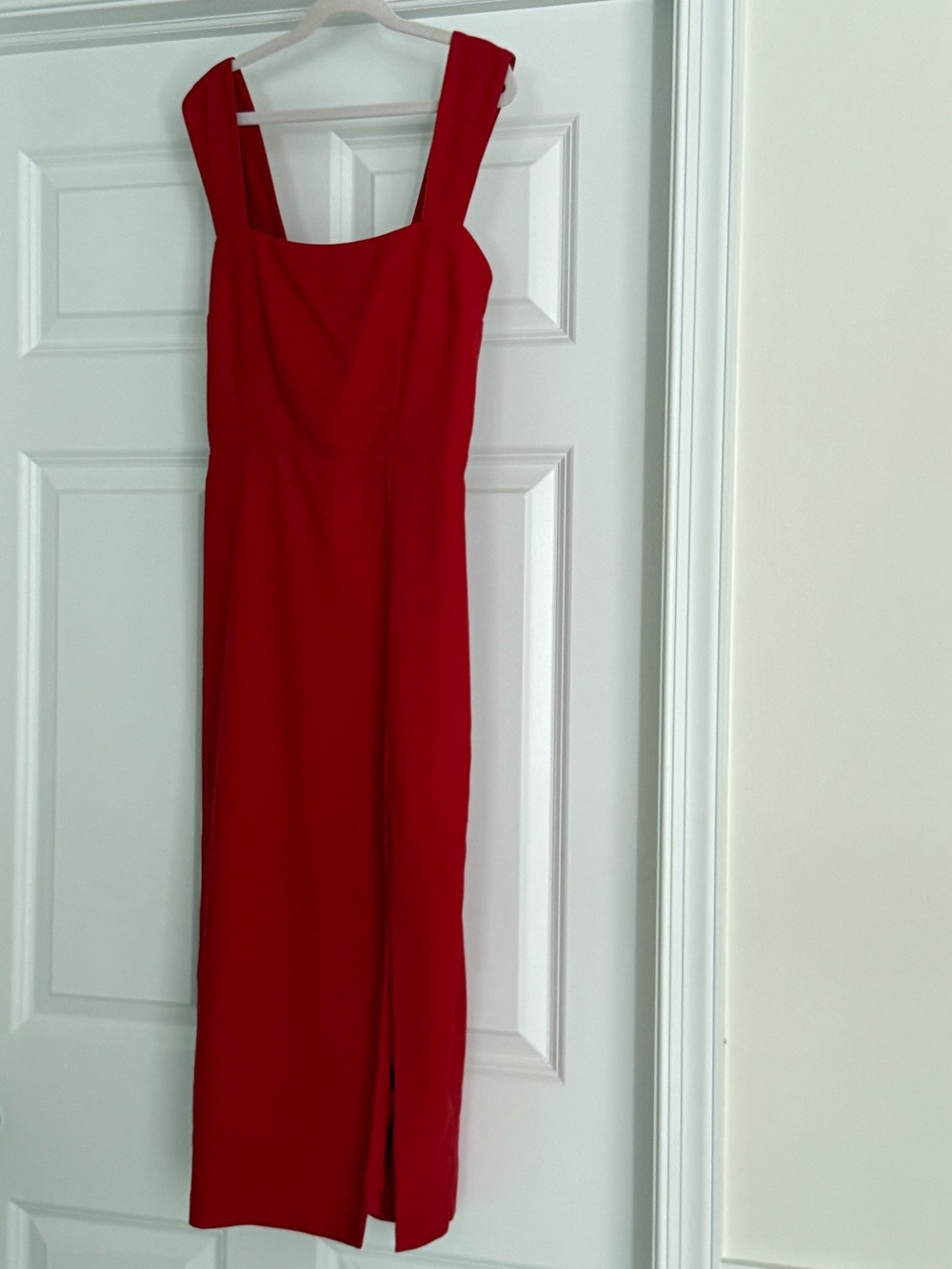 Abercrombie & Fitch Red Square-Neck Midi Dress